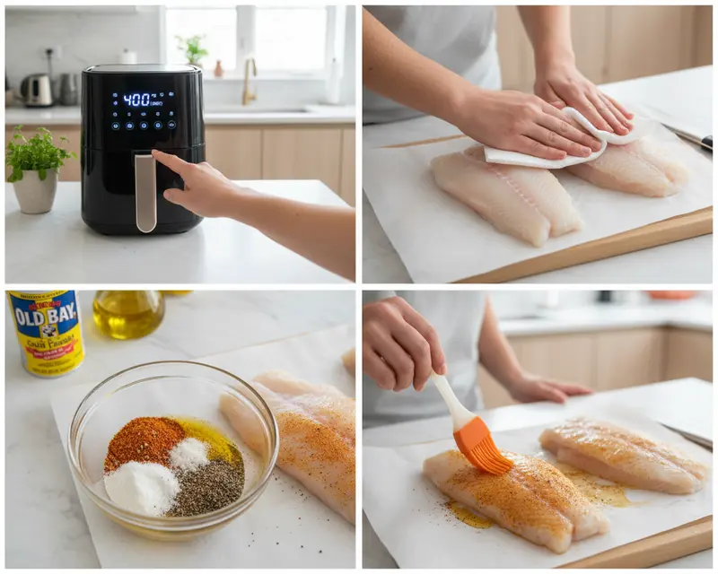 Air Fryer Fish Sandwich Recipe 3 cooking process