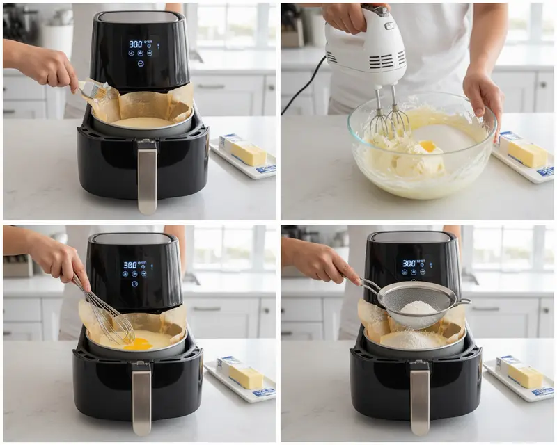 Air Fryer Japanese Cheesecake 3 cooking process