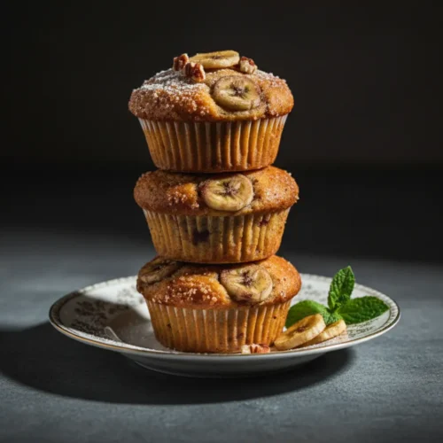 Beautiful plated banana muffins