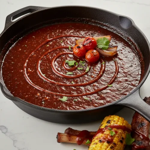 Beautiful plated BBQ Sauce from Scratch