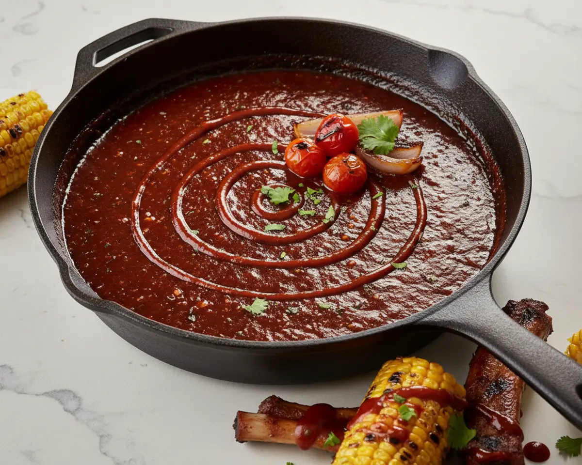 Beautiful plated BBQ Sauce from Scratch