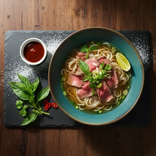 Beautiful plated Beef Pho
