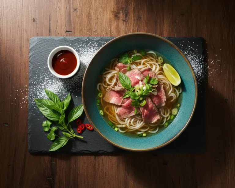 Beautiful plated Beef Pho