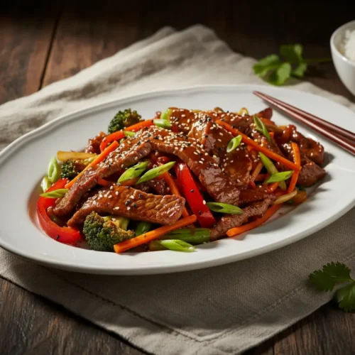 Beautiful plated Beef Stir Fry