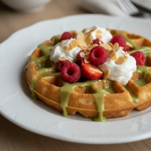 Beautiful plated Belgian Waffle Batter
