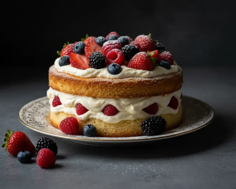 Beautiful plated berry chantilly cake recipe
