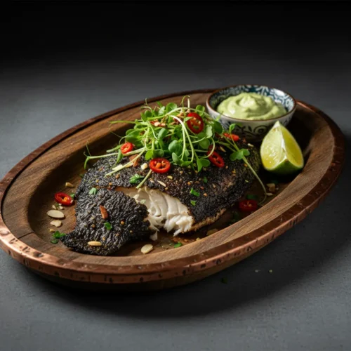 Beautiful plated Blackened Tilapia