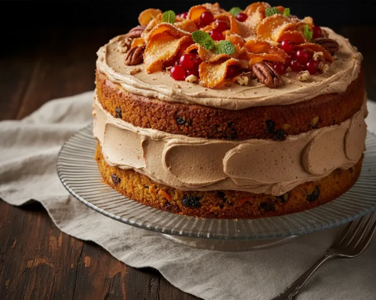 Beautiful plated brown butter cream cheese frosting carrot cake