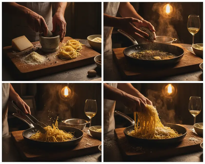 Easy Authentic Cacio e Pepe 3 cooking process