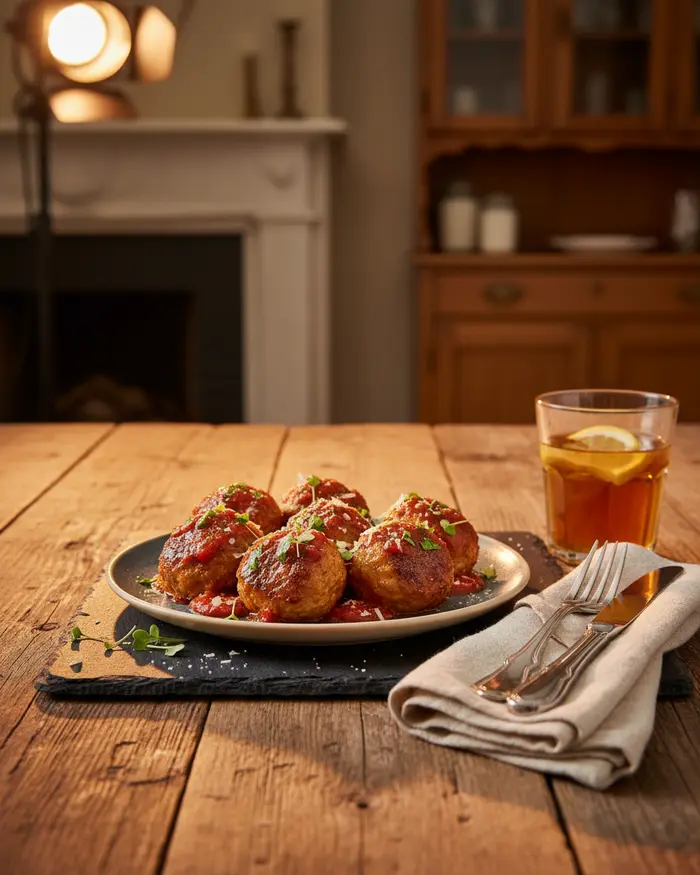 Baked Chicken Meatballs Recipe 4 final plated dish