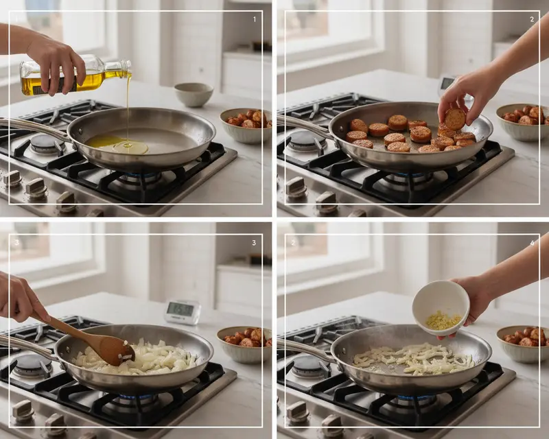 Chicken Sausage Pasta 3 cooking process