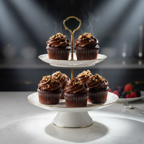 Beautiful plated Chocolate Cupcakes