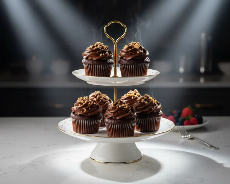 Beautiful plated Chocolate Cupcakes