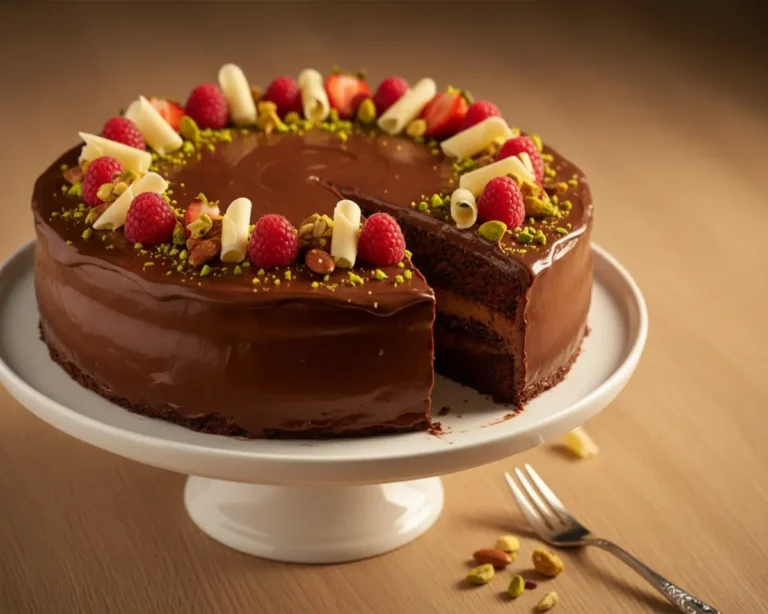 Beautiful plated chocolate nutella cake