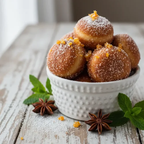 Beautiful plated Cinnamon Sugar Donut Holes