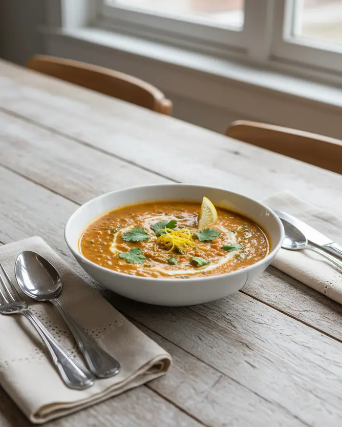 Coconut Lemon Red Lentil Soup 4 final plated dish