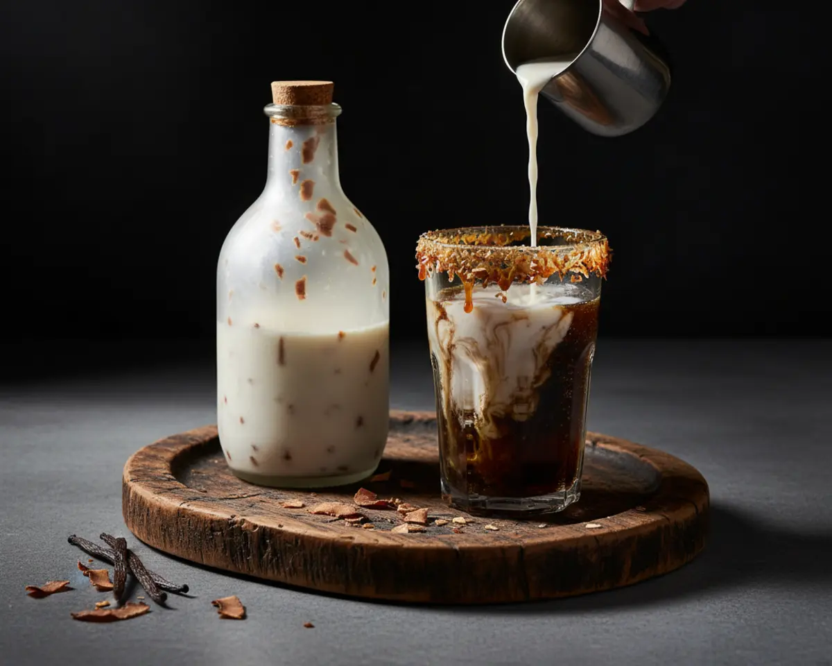Beautiful plated coconut syrup for dirty soda
