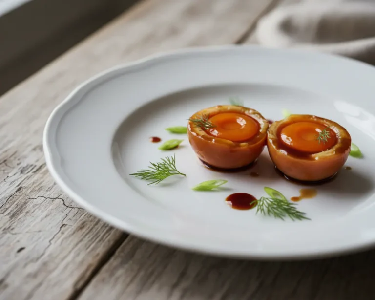 Beautiful plated cured egg yolk recipe soy sauce