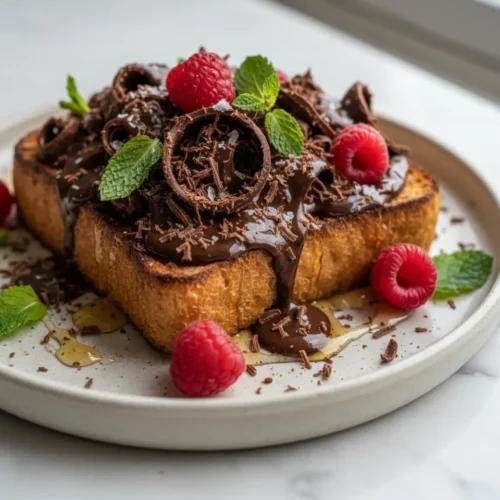 Beautiful plated Grated Chocolate Toast with Sea Salt