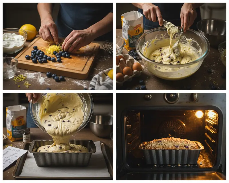 Greek Yogurt Lemon Blueberry Loaf 3 cooking process