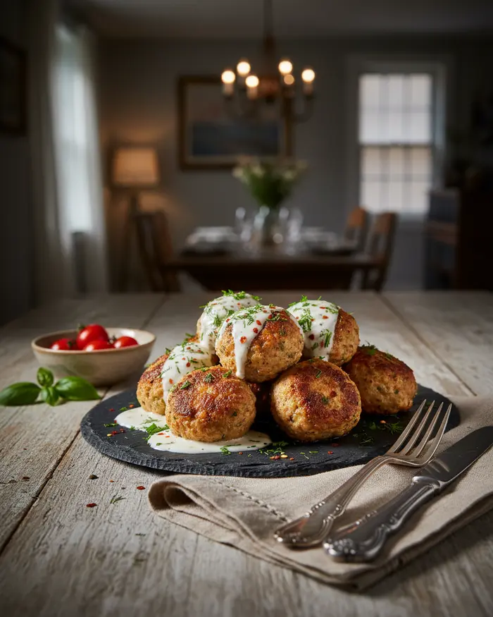 High-Protein Chicken Cottage Cheese Meatballs 4 final plated dish