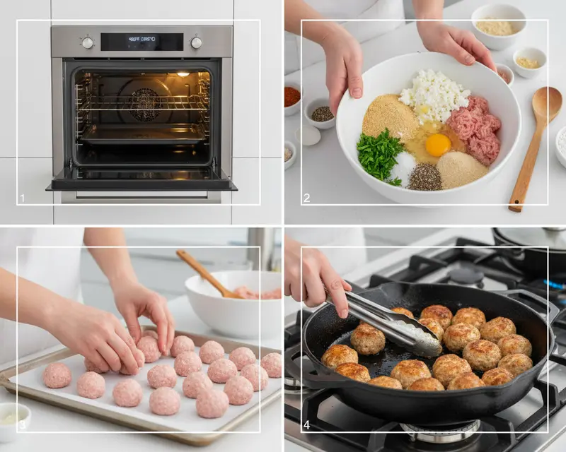 High-Protein Chicken Cottage Cheese Meatballs 3 cooking process