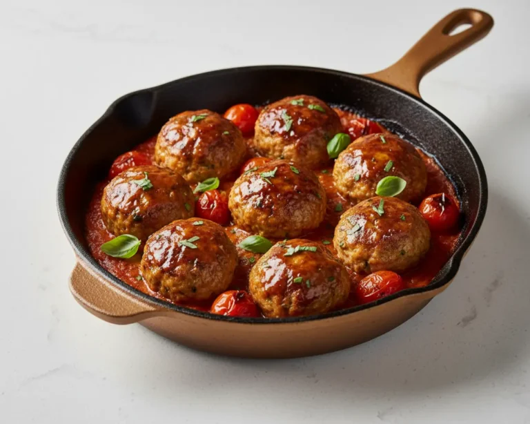 Beautiful plated High-Protein Chicken Cottage Cheese Meatballs