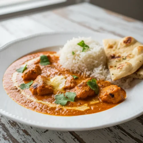 Beautiful plated Indian Butter Chicken