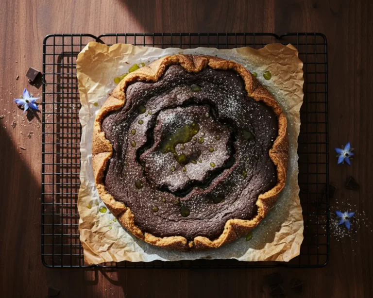 Beautiful plated Italian chocolate olive oil cake
