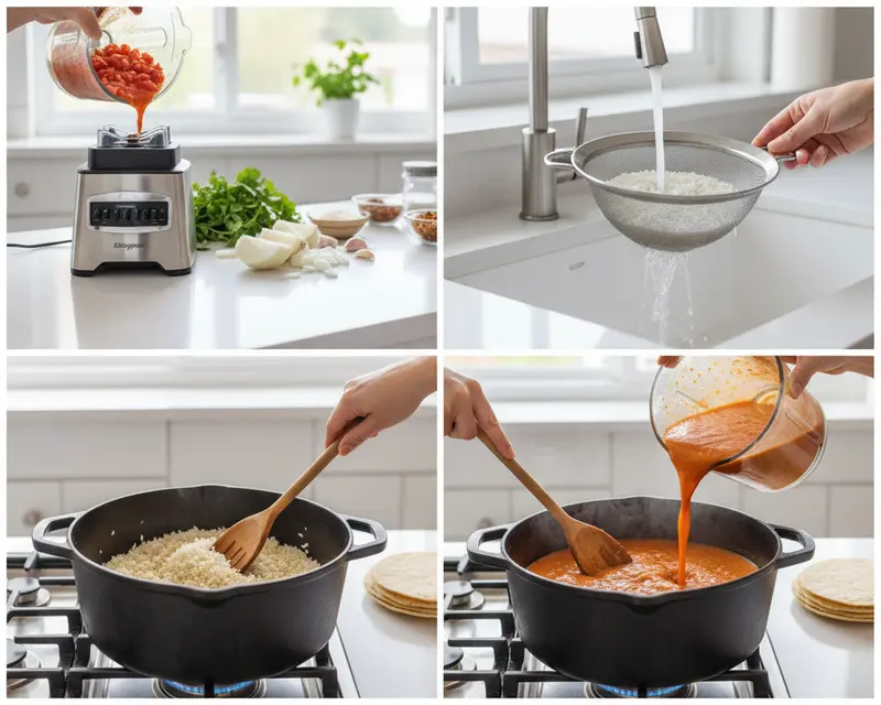 Mexican Red Rice Arroz Rojo Recipe 3 cooking process