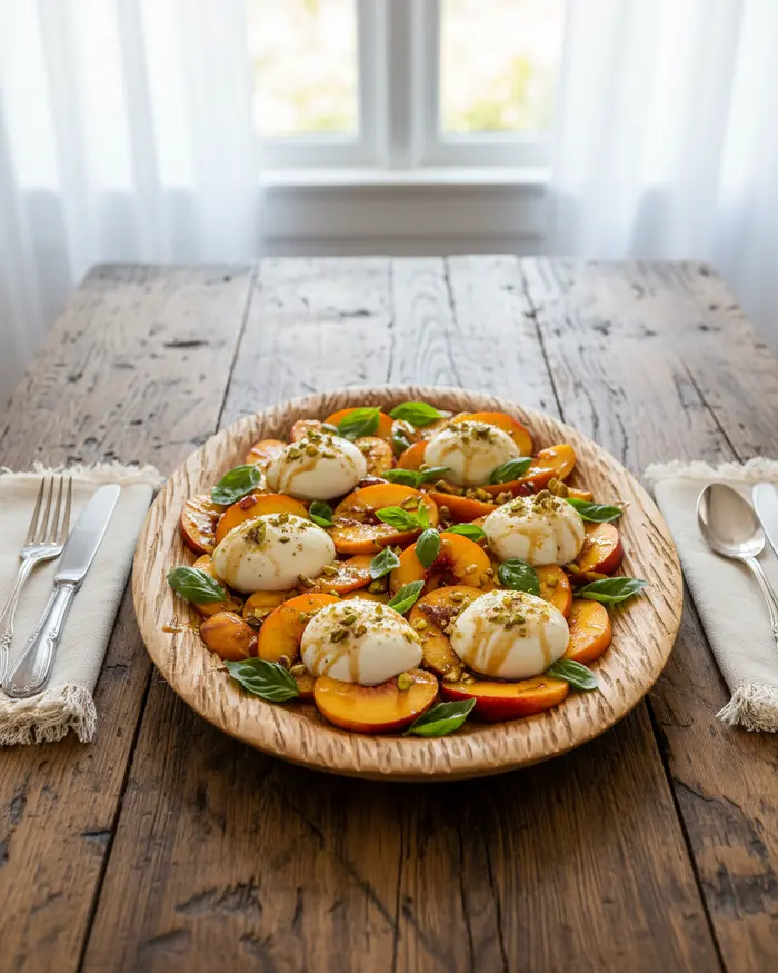Peach Burrata Salad 4 final plated dish