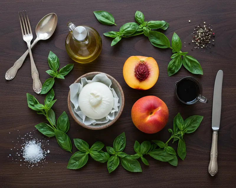 Peach Burrata Salad 2 ingredients