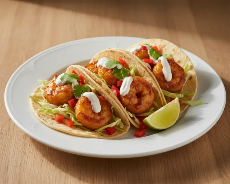 Beautiful plated Shrimp Tacos