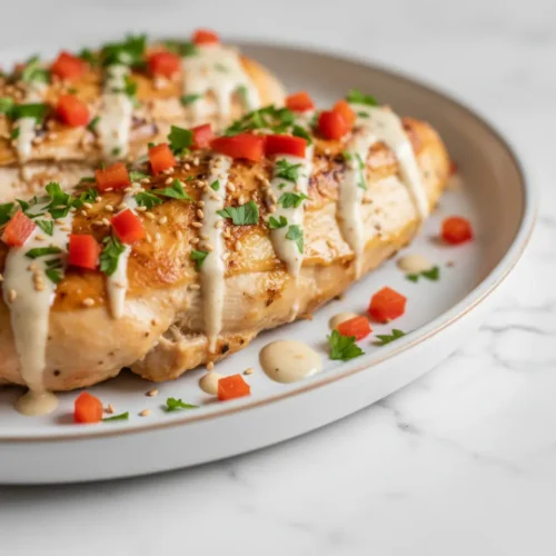 Beautiful plated Slow Cooker Chicken Breast