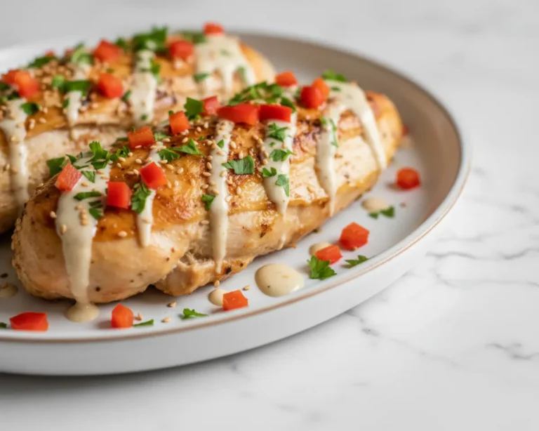 Beautiful plated Slow Cooker Chicken Breast