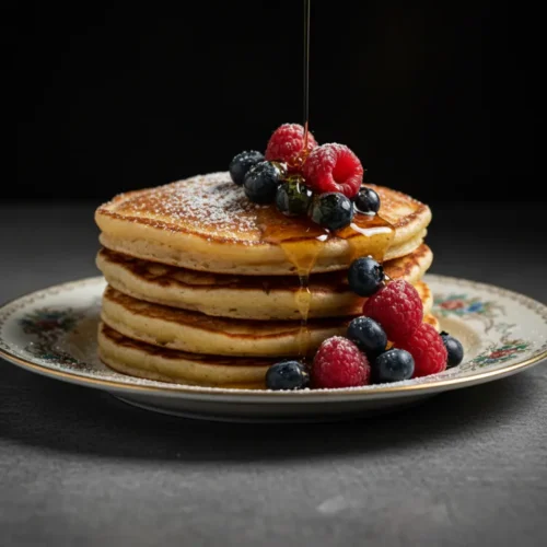 Beautiful plated Sourdough Pancakes