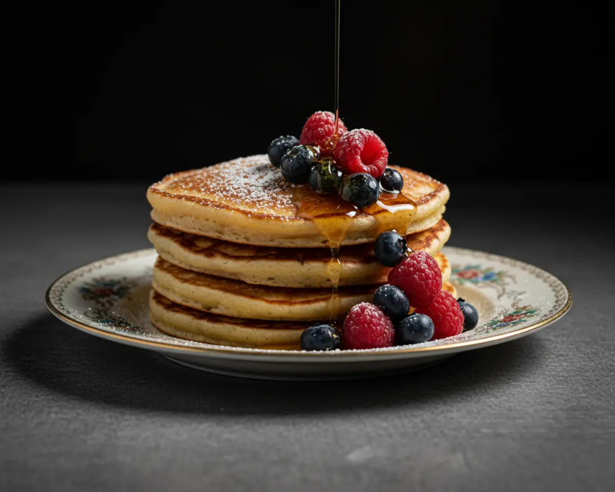 Beautiful plated Sourdough Pancakes