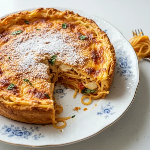 Beautiful plated spaghetti pie