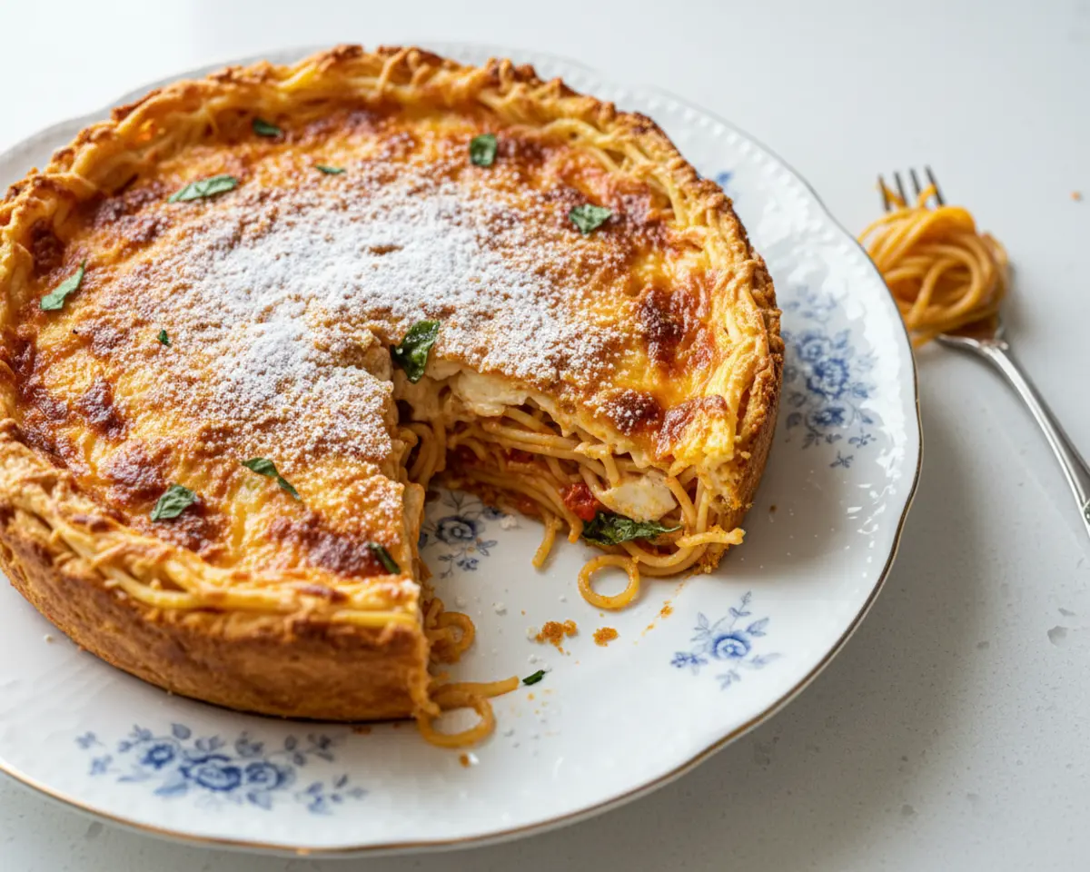 Beautiful plated spaghetti pie