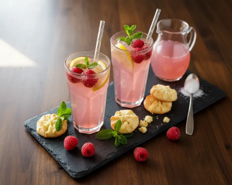 Beautiful plated Sugar Free Raspberry Lemonade