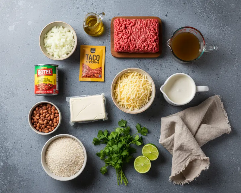TikTok Viral Queso Swim Beef and Rice 2 ingredients