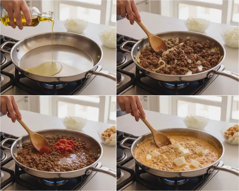 TikTok Viral Queso Swim Beef and Rice 3 cooking process