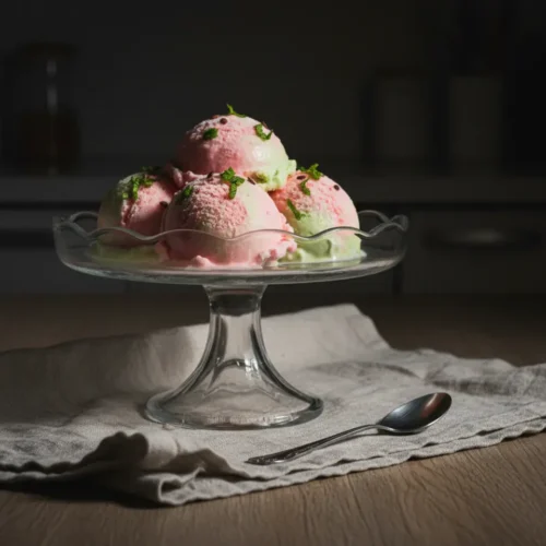 Beautiful plated Two-Ingredient Watermelon Ice Cream