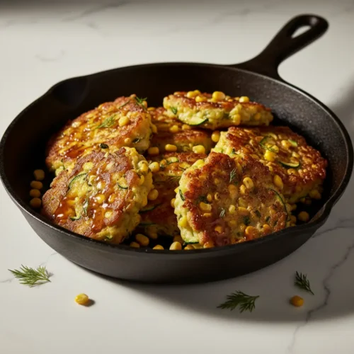 Beautiful plated Zucchini Corn Fritters