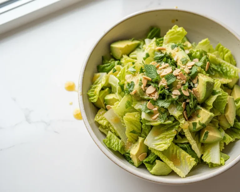 Beautiful plated avocado romaine salad