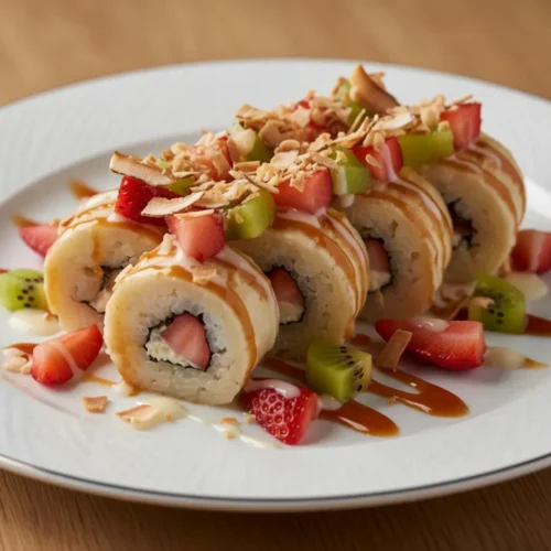 Beautiful plated banana sushi