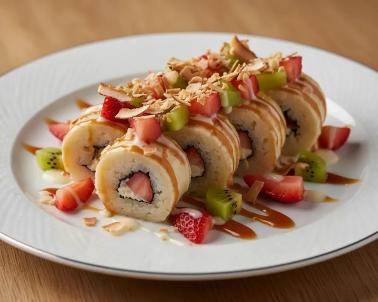 Beautiful plated banana sushi