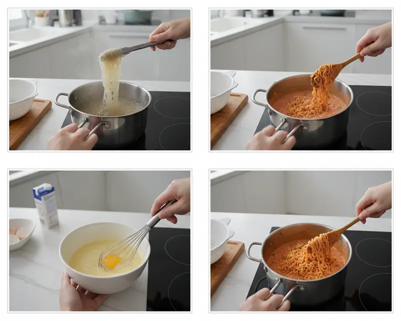 Buldak Carbonara Glass Noodles 3 cooking process
