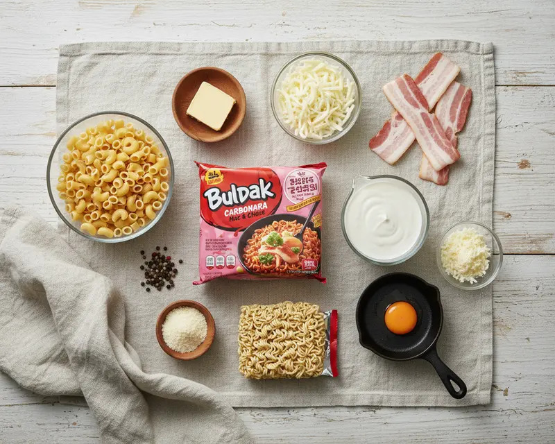 Buldak Carbonara Mac and Cheese 2 ingredients