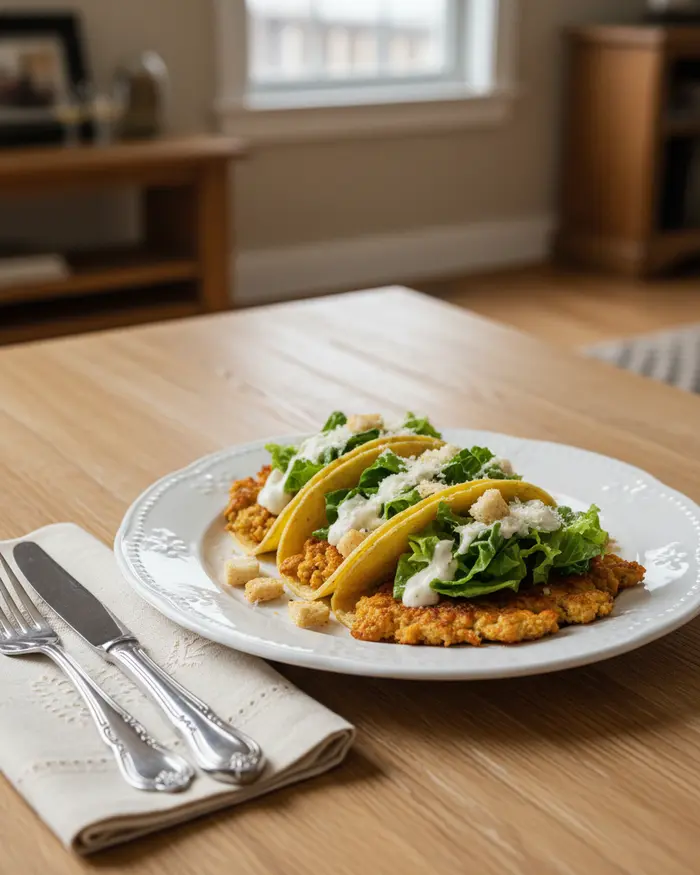 Caesar Chicken Smash Tacos 4 final plated dish